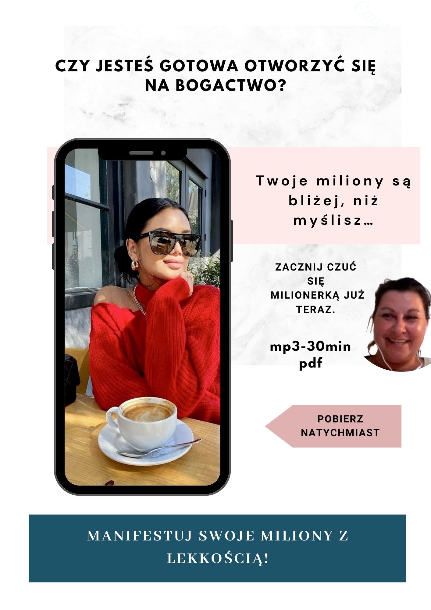 Sesja: Bogactwo i milionerstwo-Sesja audio, która pomaga wyjść z lęku o pieniądze i wrócić do wewnętrznego poczucia bogactwa, bezpieczeństwa i wolności.